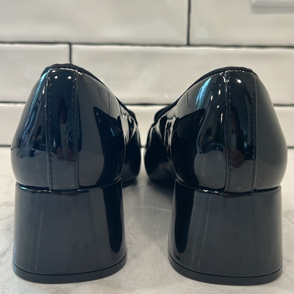 Kelly & Katie Payln Loafer Black Glossy Platform Heel Slip On Academia Office - Picture 5 of 16